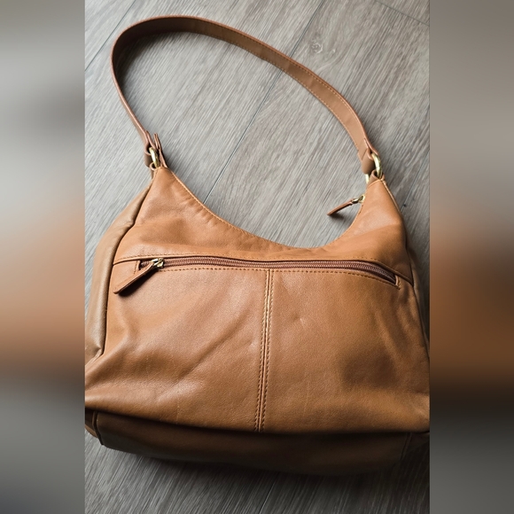 Giani Bernini Light Brown Tan Genuine Leather Hobo Shoulder Bag Minimalist Chic - Picture 3 of 14